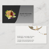 Weinflasche und Glas | Klassisches Silberschwarz Visitenkarte (Vorne/Hinten)