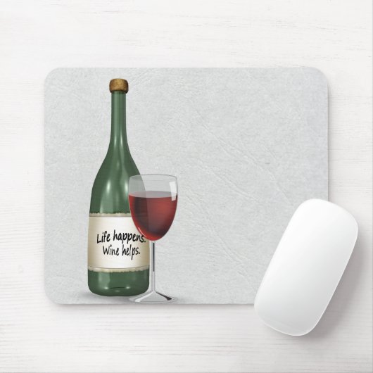 Weinflasche und Glas mit Angebot Mousepad (Mit Mouse)