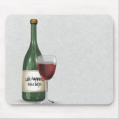Weinflasche und Glas mit Angebot Mousepad (Vorne)