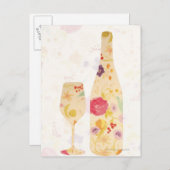 Weinflasche und Glas Postkarte (Vorne/Hinten)