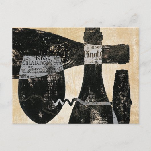 Weinflasche und Glas Postkarte (Vorderseite)