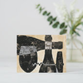 Weinflasche und Glas Postkarte (Stehend Vorderseite)