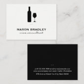 Weinflasche und Glas Schwarz und Weiß Visitenkarte (Vorne/Hinten)