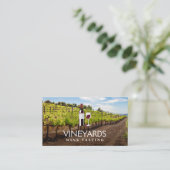 Weinflasche und Glas | Weinberg Visitenkarte (Stehend Vorderseite)