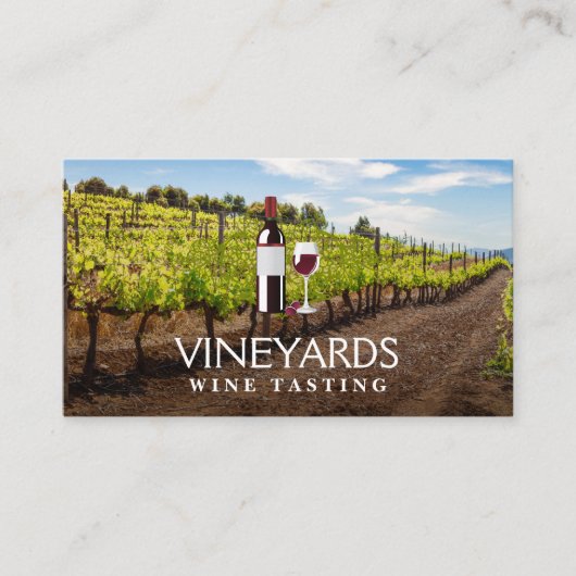 Weinflasche und Glas | Weinberg Visitenkarte (Vorderseite)