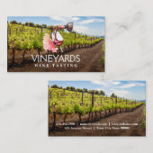 Weinflasche und Glas | Weinberg Visitenkarte (Vorne/Hinten)