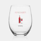 Weinflasche und Glas weiß (Vorderseite)