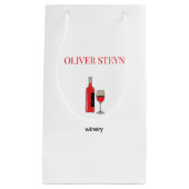 Weinflasche und Glas weiß Kleine Geschenktüte (Vorderseite)