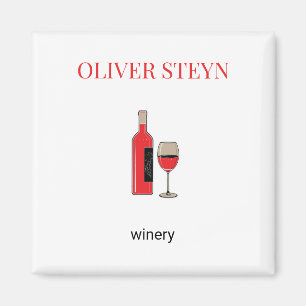 Weinflasche und Glas weiß Magnet