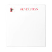 Weinflasche und Glas weiß Notizblock (Vorderseite)