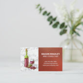 Weinflasche und Glas | Wine Barrel | Leder Visitenkarte (Stehend Vorderseite)