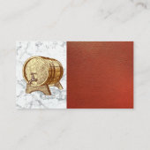 Weinflasche und Glas | Wine Barrel | Leder Visitenkarte (Rückseite)