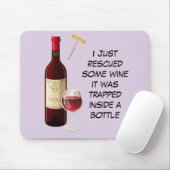 Weinflasche und Glasbild Mousepad (Mit Mouse)