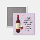 Weinflasche und Glasdarstellung Magnet (Vorderseite/Rückseite)