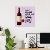 Weinflasche und Glasdarstellung Poster (Heimbüro)