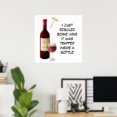Weinflasche und Glasdarstellung Poster (Heimbüro)