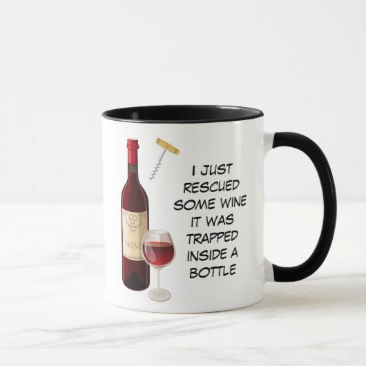Weinflasche und Glasdarstellung Tasse (Rechts)