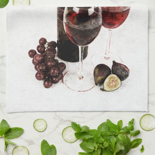 Weinflasche und -gläser küchentuch (Gefaltet)