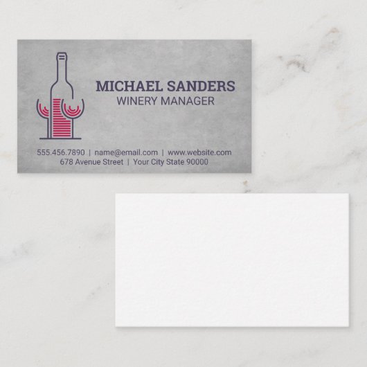 Weinflasche und Gläser | Modern Logo Visitenkarte (Vorne/Hinten)