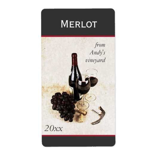 Weinflasche und Glasflaschenaufkleber (Vorne)