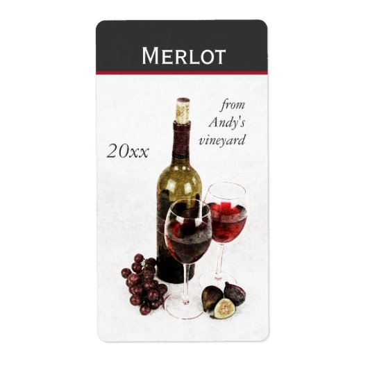 Weinflasche und Glasflaschenaufkleber (Vorne)