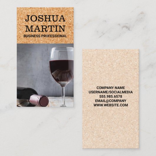 Weinflasche und Glaskorkuntergrund Visitenkarte (Vorne/Hinten)