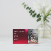 WEINFLASCHE UND OBST, ROT-WAX-SIEGEL-MONOGRAMM VISITENKARTE (Stehend Vorderseite)