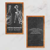 Weinflasche und Öffnung | Holz Visitenkarte (Vorne/Hinten)