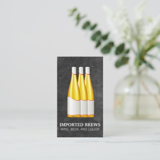 Weinflasche und -schiefer visitenkarte (Stehend Vorderseite)