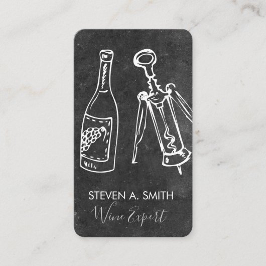 Weinflasche und Schiefer Visitenkarte (Vorderseite)