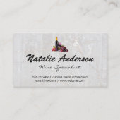 Weinflasche und Trauben Visitenkarte (Vorderseite)