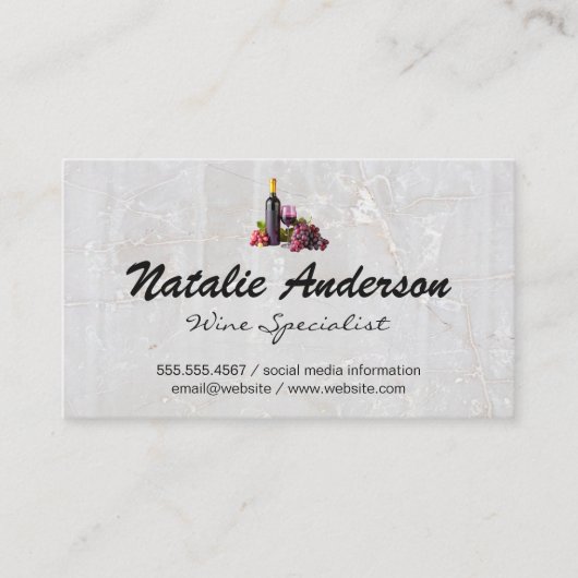Weinflasche und Trauben Visitenkarte (Vorderseite)