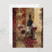 Weinflasche und Weingläser Postkarte (Vorne/Hinten)