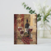 Weinflasche und Weingläser Postkarte (Stehend Vorderseite)