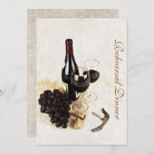Weinflasche und Weintrauben - Abendessen Probe Einladung (Vorne/Hinten)