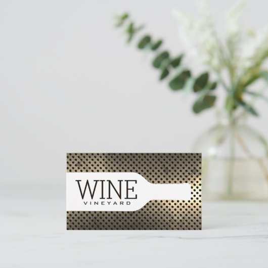 Weinflasche | Vintager metallischer Hintergrund Visitenkarte (Stehend Vorderseite)