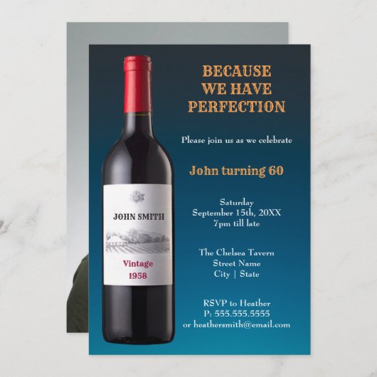 Weinflasche, weil wir eine perfekte Einladung habe (Vorne/Hinten)