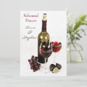Weinflasche, Weintrauben und Weingläser Einladung (Stehend Vorderseite)