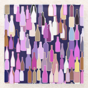 Weinflaschen, dunkelblauer Hintergrund Glasuntersetzer