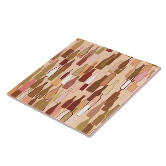 Weinflaschen, Erdfarben, heller korallenroter Fliese (Seite)