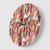 Weinflaschen, Erdfarben, Terrakotta-Hintergrund Große Wanduhr (Winkel)