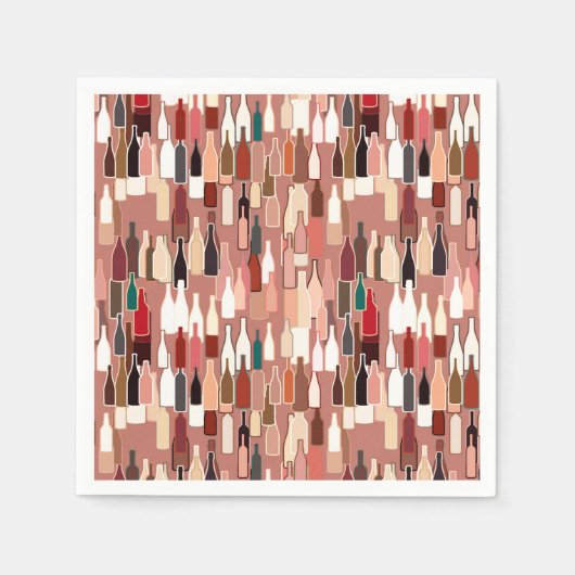 Weinflaschen, Erdfarben, Terrakotta-Hintergrund Serviette (Vorderseite)