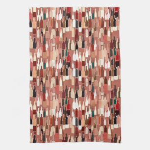 Weinflaschen, Erdfarben, Terrakottahintergrund Handtuch