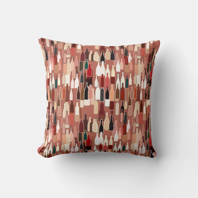 Weinflaschen, Erdfarben, Terrakottahintergrund Kissen (Vorderseite)