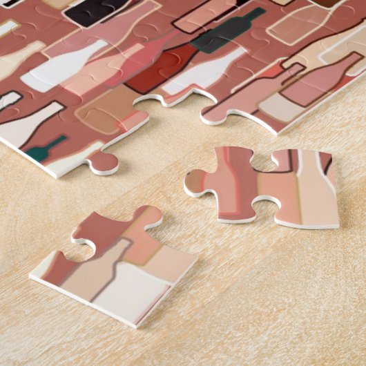 Weinflaschen, Erdfarben, Terrakottahintergrund Puzzle (Seite)