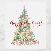 Weinflaschen-Etikett Glücklich Neues Jahr! Weinetikett (Einzelnes Label)