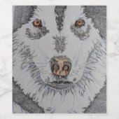 Weinflaschen-Etiketten, Husky-Hund, Schlittenhunde Weinetikett (Einzelnes Label)