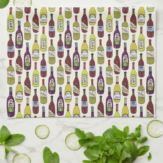 Weinflaschen Geschirrtuch (Gefaltet)