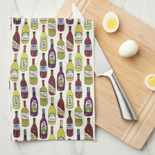 Weinflaschen Geschirrtuch (Viertel Falte)