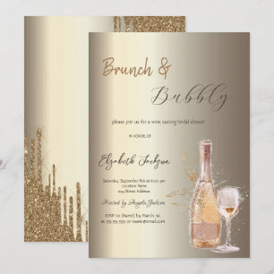 Weinflaschen Glas Champagner Brautparty Einladung